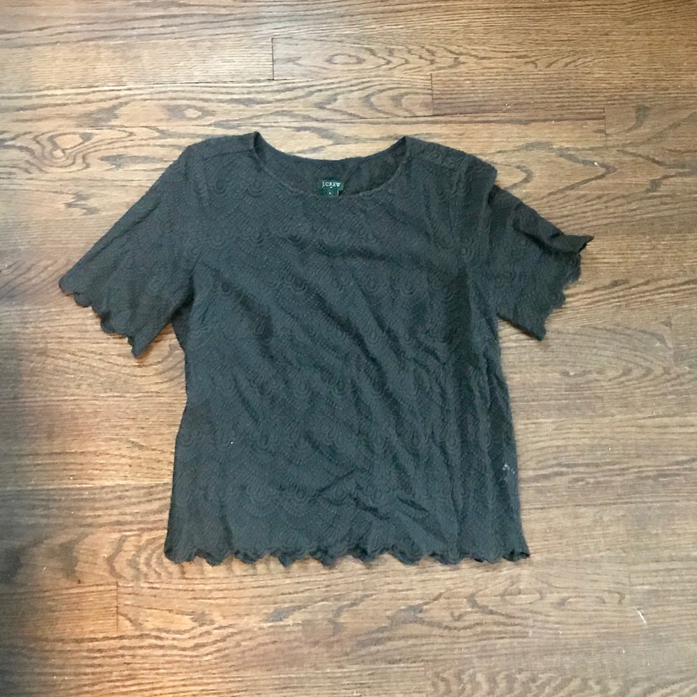 J.Crew Scalloped black top